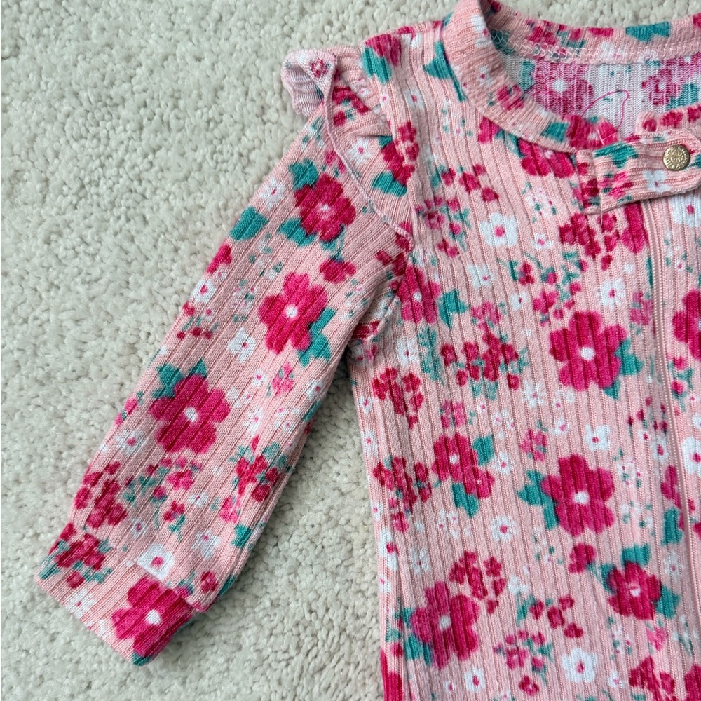 dELiA*s Pink and Red Floral Kids One Piece Footie - Picture 4 of 11